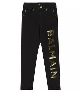Брюки из смесового хлопка с логотипом Balmain, разноцветный