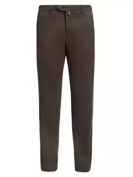 Брюки из смесового хлопка с плоской передней частью Kiton, цвет dark brown