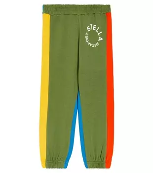 Брюки из смесового хлопка с рисунком Stella Mccartney Kids, коричневый