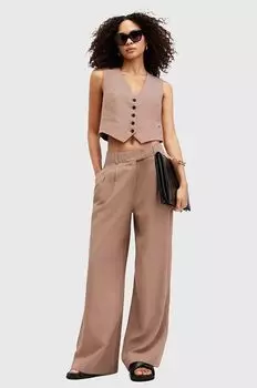 Брюки из смесового льна AllSaints, коричневый