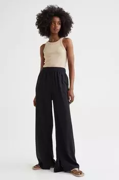 Брюки из смесового льна H&amp;M, черный