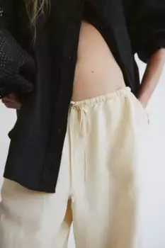 Брюки из смесового льна H&M, желтый