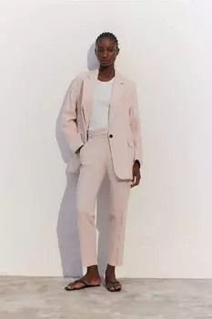 Брюки из смесового льна H&M, розовый