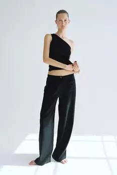 Брюки из смесового льна H&M, черный