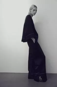 Брюки из смесового льна H&M, черный
