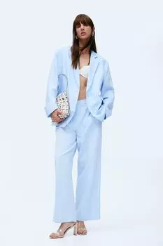 Брюки из смесового льна H&M, синий