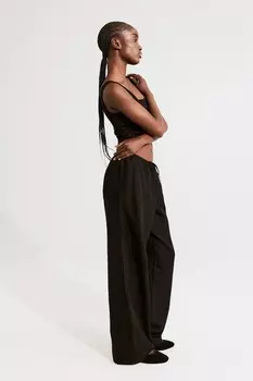 Брюки из смесового льна H&M, черный