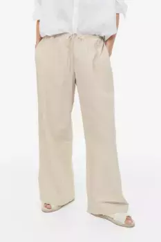 Брюки из смесового льна H&M, бежевый