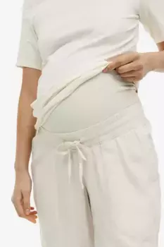 Брюки из смесового льна H&M, бежевый