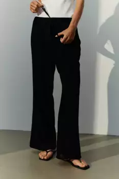 Брюки из смесового льна H&M, черный