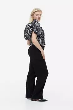 Брюки из смесового льна из твила H&M, черный