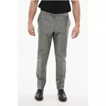 Брюки из смесового льна с эффектом букле и четырьмя карманами Corneliani, Gray