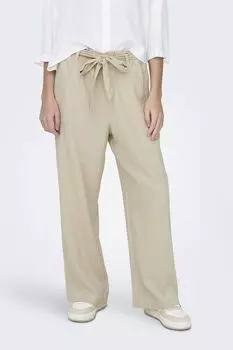 Брюки из смесового льна с широкими штанинами завязываются спереди Jdy, бежевый