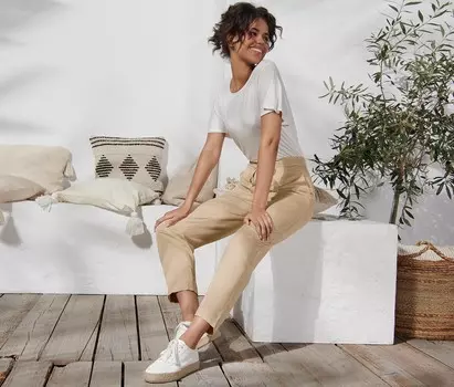 Брюки из смесового льна Tchibo, бежевый