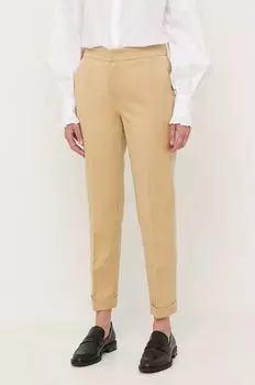 Брюки из смесового льна Twinset, бежевый