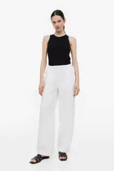 Брюки из смесового шелка H&M, белый