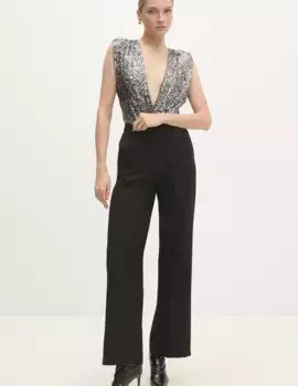 Брюки из смесовой шерсти Answear Lab, черный