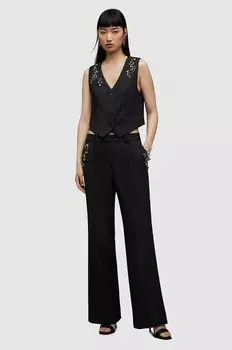 Брюки из смесовой шерсти Atlas AllSaints, черный