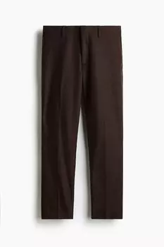 Брюки из смесовой шерсти приталенного кроя H&M, коричневый