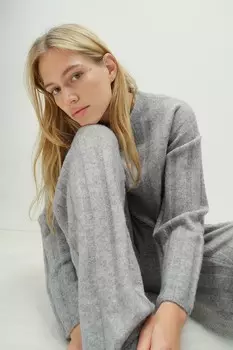 Брюки из смесовой шерсти в рубчик H&M, серый