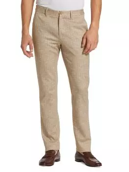 Брюки из смесовой шерсти в тонкую полоску Saks Fifth Avenue, цвет Grey Beige