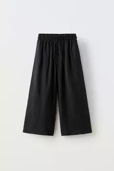 Брюки из струйной текстуры ZARA, черный