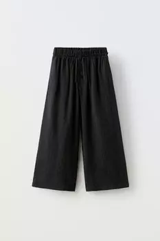 Брюки из струйной текстуры ZARA, черный