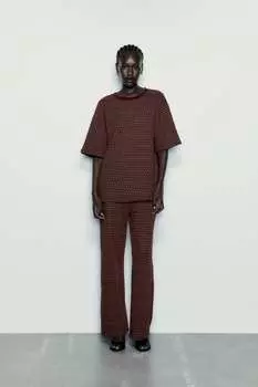 Брюки из структурного жаккарда ZARA, хаки