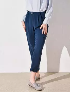 Брюки из струящейся ткани Темно-синие Kayra