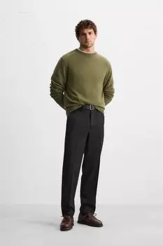Брюки из текстурированной саржи ZARA, черный