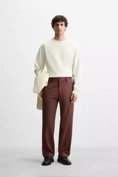 Брюки из текстурированной саржи ZARA, цвет Brick