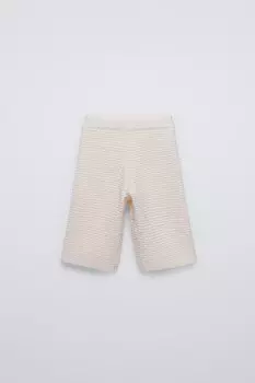Брюки из текстурного трикотажа ZARA, экрю