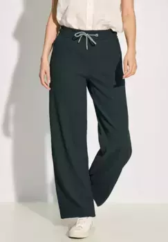 Брюки из ткани Cecil "NEELE", с широкими штанинами и эластичным поясом, зеленый