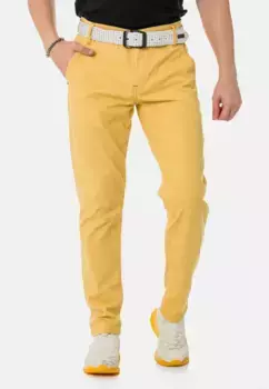 Брюки из ткани Cipo & Baxx с тонкими контрастными швами, желтый
