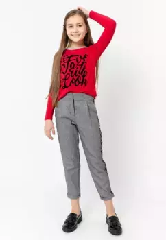 Брюки из ткани Gulliver классического кроя с полосками по бокам, черный