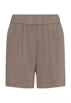 Брюки из ткани «Инсти», льняная ткань, завышенная талия, женские PIECES, цвет 273275 Fossil