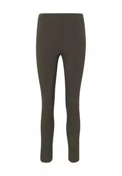 Брюки из ткани «клетчатка», приталенного кроя, с завышенной талией, женские Galeria, хаки