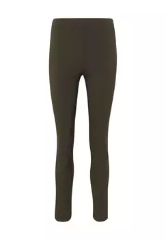 Брюки из ткани «клетчатка», приталенного кроя, с завышенной талией, женские GALERIA essentials, хаки