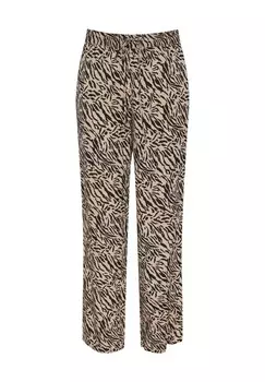 Брюки из ткани, пояс на резинке, животное, женские PIECES, белый