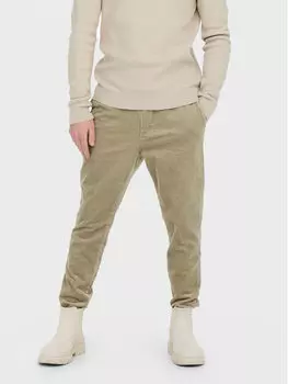 Брюки из ткани regular fit Only & Sons, бежевый