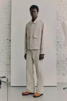 Брюки из ткани с 5 карманами и структурой H&M, бежевый