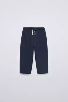 Брюки из ткани с карманами ZARA, темно-синий