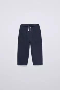 Брюки из ткани с карманами ZARA, темно-синий