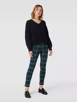 Брюки из ткани с клетчатым узором Christian Berg, цвет морской волны