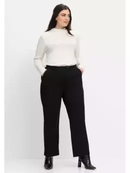 Брюки из ткани Sheego "больших размеров", с окантовкой и частично эластичным поясом, черный