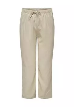 Брюки из ткани смесь льна и вискозы, на кулиске, женские ONLY CARMAKOMA, цвет Oxford Tan