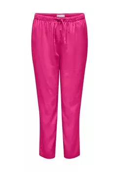Брюки из ткани смесь льна и вискозы, на кулиске, женские ONLY CARMAKOMA, цвет Raspberry