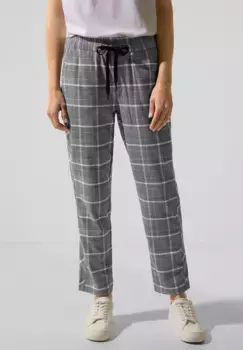 Брюки из ткани STREET ONE, эластичный пояс с кулиской, серый