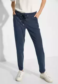 Брюки из ткани STREET ONE, эластичный пояс с кулиской, цвет True Navy