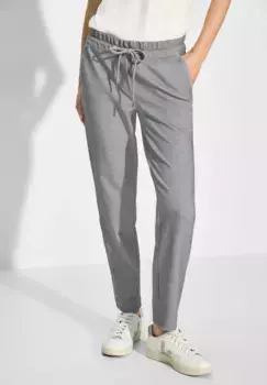 Брюки из ткани STREET ONE, эластичный пояс с кулиской, серый